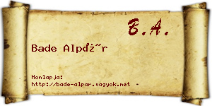 Bade Alpár névjegykártya